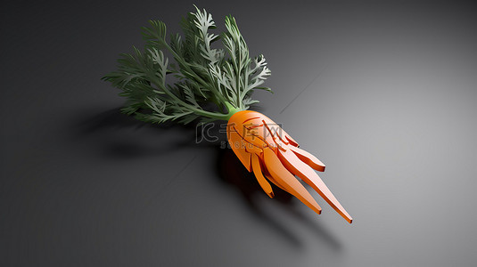 营养设计背景图片_灰色背景下的 3D 设计中的胡萝卜图标