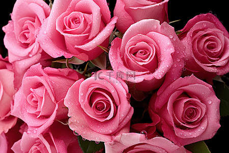 玫瑰背景图片_带有露珠的粉红玫瑰