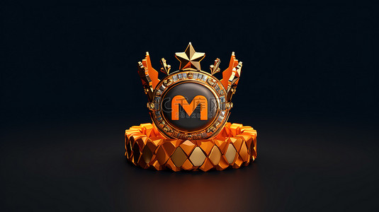 门罗币作为加密货币冠军与皇冠的 3D 渲染
