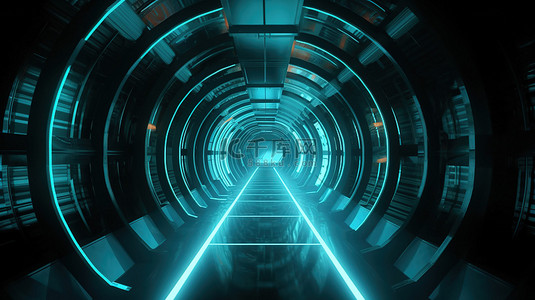 地铁背景图片_科幻世界中的高科技抽象隧道 3d 渲染与动态光运动