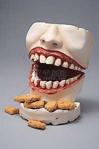 奇牙背景图片_牙医牙齿模型与饼干