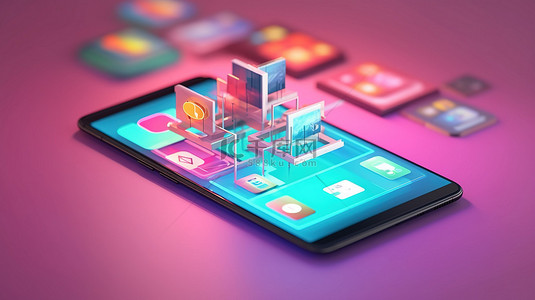 致力于移动应用程序开发的 ui ux 设计团队的协作 3D 插图