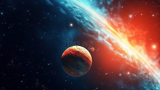 卫星地球背景图片_海王星在太空中的 3D 插图