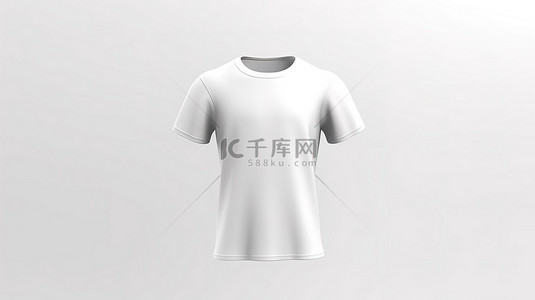 白色背景男式短袖 T 恤样机的 3D 渲染