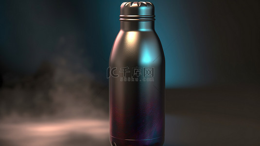 镜面不锈钢背景图片_具有 3D 渲染热性能的不锈钢瓶