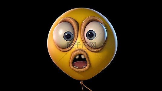 怪异的 3D 渲染气球图释，有着令人难以忘怀的大眼睛和张开的嘴