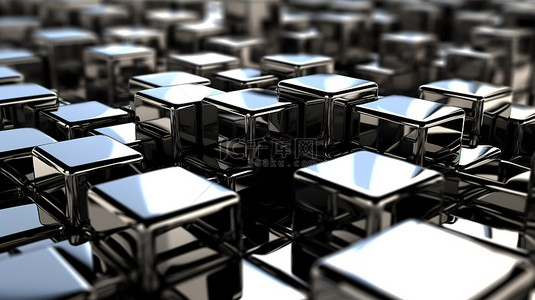 闪闪发光的黑曜石立方体 3D 渲染杰作