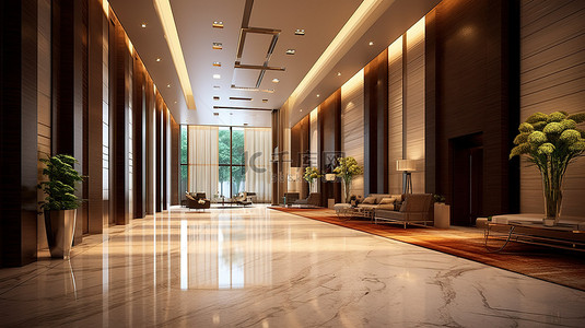 酒店名片背景图片_现代酒店大堂令人惊叹的室内 3D 可视化