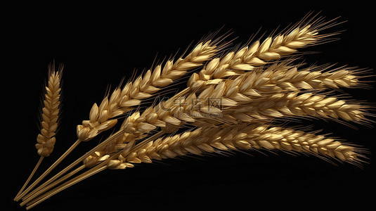 3d 中的金色小麦令人惊叹的视觉渲染