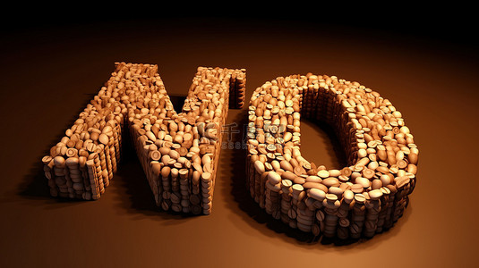 咖啡背景图片_3D 渲染的咖啡豆字体创建摩卡文本
