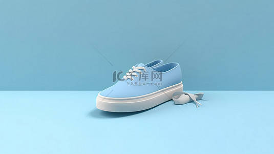 蓝色鞋子背景图片_创新的夏季灵感 3D 渲染蓝色鞋子在柔和的柔和背景下