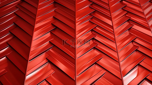 红色金属板房屋屋顶的 3d 渲染