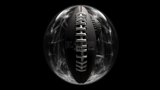 孤立的黑色背景 x 射线 3d 美式足球渲染