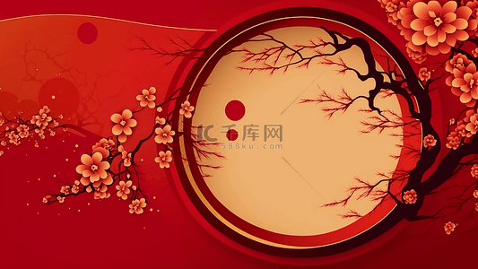 梅花框背景图片_春节梅花红色背景