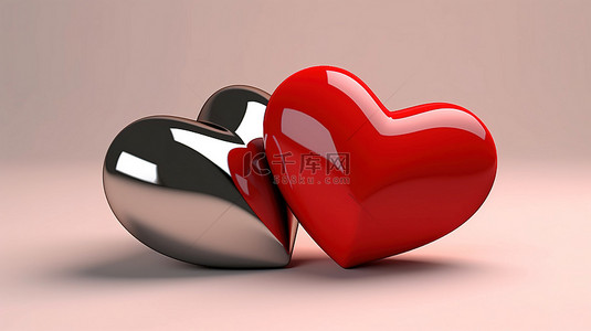 相爱相伴背景图片_一对相爱的心的 3d 插图