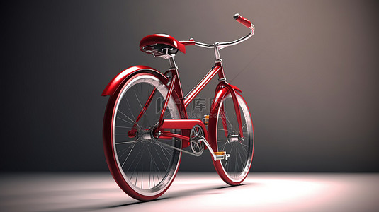 3D 渲染中的运动型红色自行车在浅灰色背景上隔离，非常适合健康和健身横幅