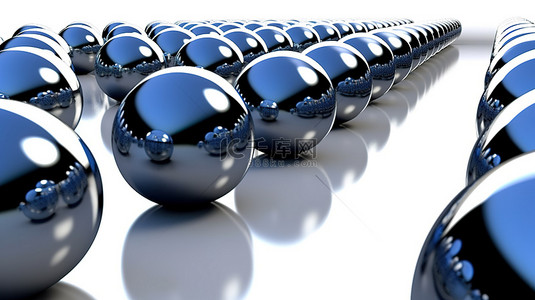 售價背景图片_主导领导层在白色背景 3D 渲染上显示铬球体和蓝色箭头球体阵列