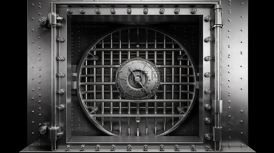 钢制银行保险箱或金库的 x 射线视图的孤立 3d 渲染