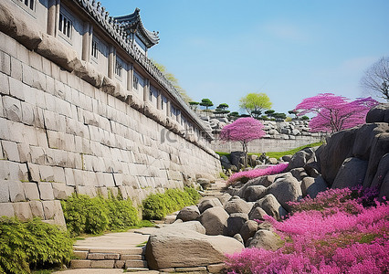 皇宫背景图片_佛教岩石花园 旧皇宫 佛教寺庙 韩国 韩国