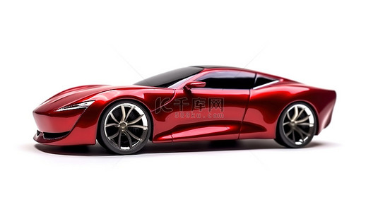 车展背景图片_白色背景上醒目的红色 3D 渲染的高级运动轿跑车概念车