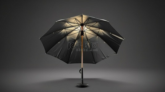 用于广告背景图片_用于广告的促销黑色铝制太阳弹出遮阳伞的 3D 插图
