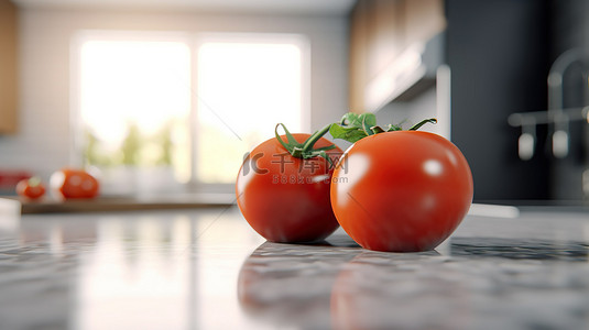 3d 渲染厨房环境中的番茄