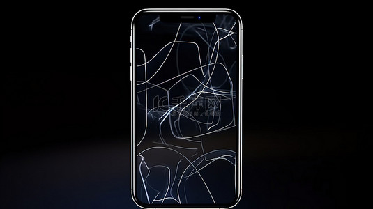 黑色背景上抽象智能手机轮廓的模型，具有可定制的屏幕 3D 渲染，用于技术设备广告