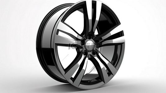 全新设计的车轮在 3D 空白白色背景下展示