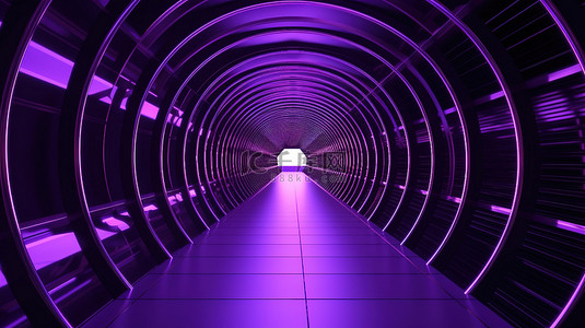 紫色科幻背景高清背景图片_令人惊叹的 4k 超高清神秘深紫色隧道的 3D 插图