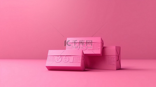粉红色优惠券的 3D 渲染，在蓝色背景上展示折扣，并带有礼券设计