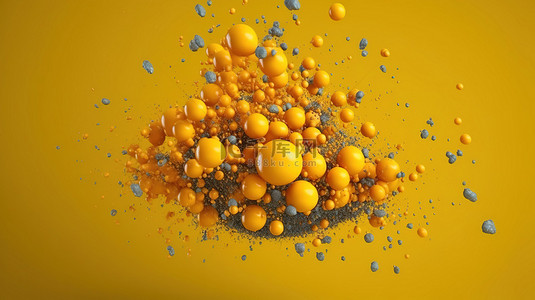 爆发的黄色颗粒工作室背景敏捷主题化妆3D艺术