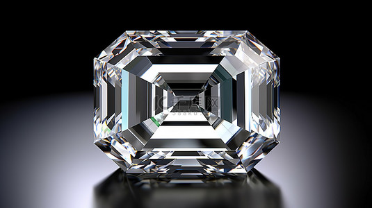 祖母绿钻石背景图片_一颗祖母绿切工钻石的令人惊叹的 3D 渲染