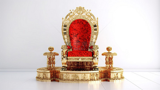 帝王背景图片_白色背景上带有金色比特币 3d 渲染的金色和红色帝王宝座