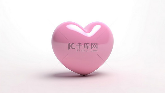 一个简单的 3D 渲染，将粉红色的心作为干净的白色背景上的爱的图标