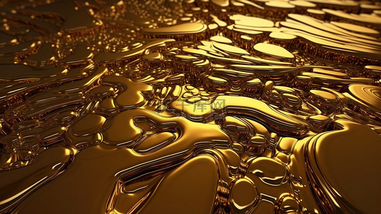 金色纹理壁纸渲染 3D 插图