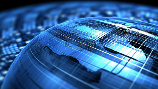 全球科技背景图片_蓝色全球网络 3D 抽象商业背景