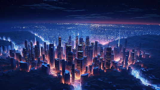地球灯光背景图片_超凡脱俗的城市灯光在迷人的 3D 抽象壁纸中照亮了黑暗的空间
