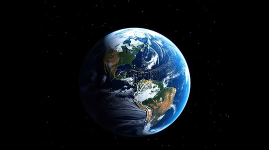地球宇宙背景图片_漂浮在外层空间的地球的 3d 插图