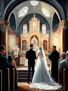 婚纱背景背景图片_婚礼新人教堂仪式背景