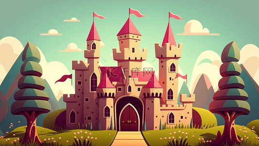 城堡王国卡通插画背景