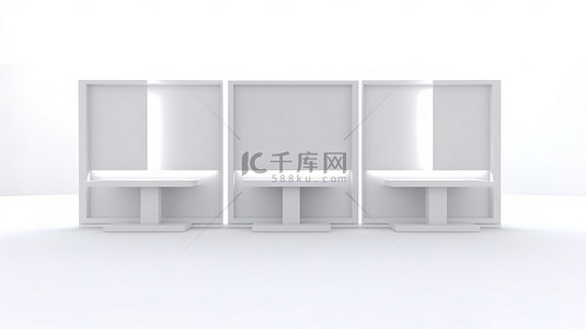 用于贸易展览的时尚液晶显示器支架 3d 渲染隔离屏幕在白色背景上