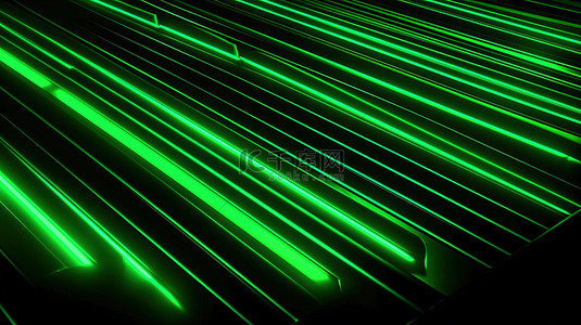 豪华俱乐部风格，带有条纹抽象背景和充满活力的绿色霓虹灯 3D 插图