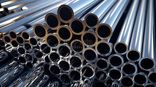 钢管工厂背景图片_一堆金属管的 3d 渲染