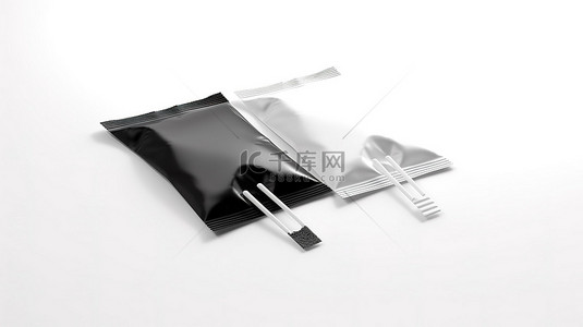 空糖棒香包，黑白相间，隔离在白色背景 3D 插图上