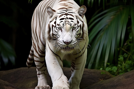 克兰银蓝背景图片_帕克兰动物园的白虎