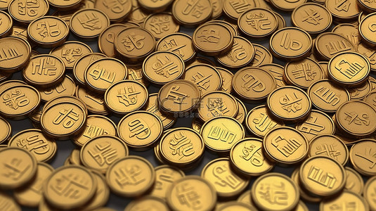 卡通 3D 插图渲染孤立的加密货币硬币无缝图案背景