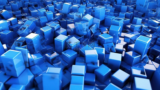 高清壁纸背景图片_蓝色 3d 立方体渲染背景中的混乱