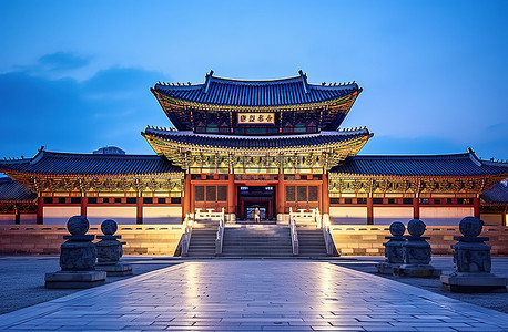 寺庙旅行背景图片_韩国光州的韩国寺庙