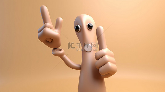 卡通风格 3D 渲染的带袖子的手在手势中显示“ok”标志