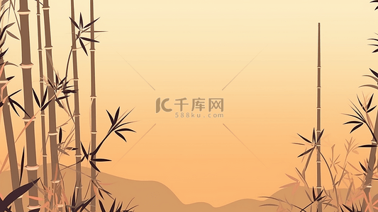 古风背景图片_竹子风景插画背景